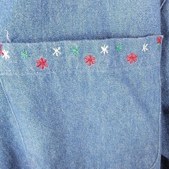 Eagle's Eye Christmas snowflake denin jeans shirt large - Picture 4 of 7